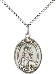 [8251SS/18SS] Sterling Silver Saint Rachel Pendant on a 18 inch Sterling Silver Light Curb chain