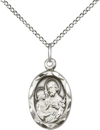 [0612KSS/18SS] Sterling Silver Saint Joseph Pendant on a 18 inch Sterling Silver Light Curb chain