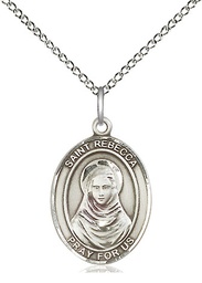 [8252SS/18SS] Sterling Silver Saint Rebecca Pendant on a 18 inch Sterling Silver Light Curb chain
