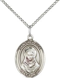[8252SS/18SS] Sterling Silver Saint Rebecca Pendant on a 18 inch Sterling Silver Light Curb chain
