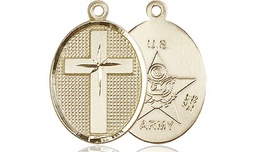 [0883KT2] 14kt Gold Cross Army Medal