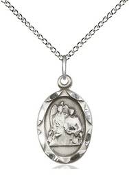 [0612RASS/18SS] Sterling Silver Saint Raphael Pendant on a 18 inch Sterling Silver Light Curb chain