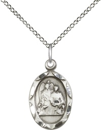 [0612RASS/18SS] Sterling Silver Saint Raphael Pendant on a 18 inch Sterling Silver Light Curb chain