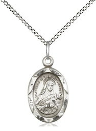 [0612TSS/18SS] Sterling Silver Saint Theresa Pendant on a 18 inch Sterling Silver Light Curb chain