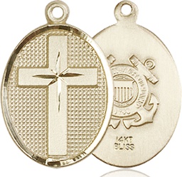 [0883KT3] 14kt Gold Cross Coast Guard Medal