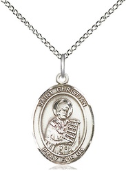 [8257SS/18SS] Sterling Silver Saint Christian Demosthenes Pendant on a 18 inch Sterling Silver Light Curb chain