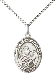 [8264SS/18SS] Sterling Silver Saint Bernard of Montjoux Pendant on a 18 inch Sterling Silver Light Curb chain