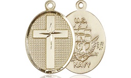 [0883KT6] 14kt Gold Cross Navy Medal
