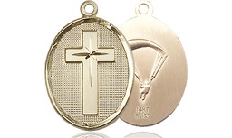 [0883KT7] 14kt Gold Cross Paratroopers Medal