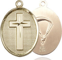 [0883KT7] 14kt Gold Cross Paratroopers Medal