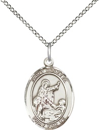 [8268SS/18SS] Sterling Silver Saint Colette Pendant on a 18 inch Sterling Silver Light Curb chain