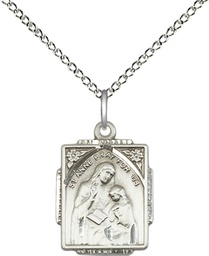 [0804AESS/18SS] Sterling Silver Saint Anne Pendant on a 18 inch Sterling Silver Light Curb chain