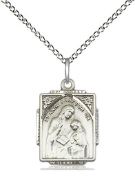 [0804AESS/18SS] Sterling Silver Saint Anne Pendant on a 18 inch Sterling Silver Light Curb chain