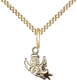 [2128GF/18G] 14kt Gold Filled Guardian Angel Pendant on a 18 inch Gold Plate Light Curb chain