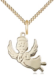 [2129GF/18G] 14kt Gold Filled Angel Pendant on a 18 inch Gold Plate Light Curb chain