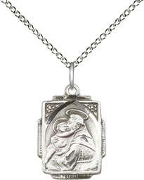 [0804DSS/18SS] Sterling Silver Saint Anthony Pendant on a 18 inch Sterling Silver Light Curb chain