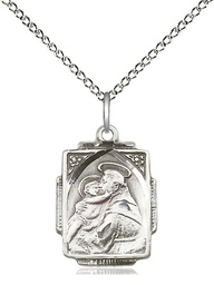 [0804DSS/18SS] Sterling Silver Saint Anthony Pendant on a 18 inch Sterling Silver Light Curb chain