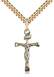 [2137GF/24G] 14kt Gold Filled Maltese Crucifix Pendant on a 24 inch Gold Plate Heavy Curb chain