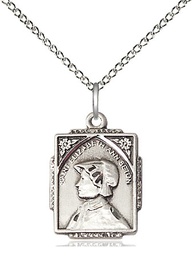 [0804EASS/18SS] Sterling Silver Saint Elizabeth Ann Seton Pendant on a 18 inch Sterling Silver Light Curb chain