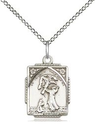[0804FCSS/18SS] Sterling Silver Saint Francis of Assisi Pendant on a 18 inch Sterling Silver Light Curb chain