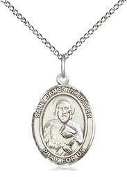 [8277SS/18SS] Sterling Silver Saint James the Lesser Pendant on a 18 inch Sterling Silver Light Curb chain