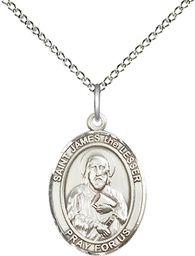[8277SS/18SS] Sterling Silver Saint James the Lesser Pendant on a 18 inch Sterling Silver Light Curb chain