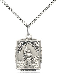 [0804JASS/18SS] Sterling Silver Saint Joan of Arc Pendant on a 18 inch Sterling Silver Light Curb chain