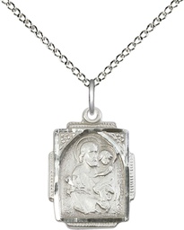 [0804KSS/18SS] Sterling Silver Saint Joseph Pendant on a 18 inch Sterling Silver Light Curb chain