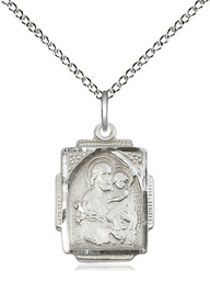 [0804KSS/18SS] Sterling Silver Saint Joseph Pendant on a 18 inch Sterling Silver Light Curb chain