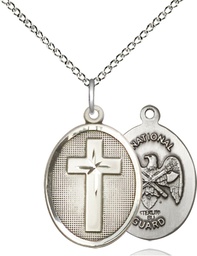 [0883SS5/18SS] Sterling Silver Cross National Guard Pendant on a 18 inch Sterling Silver Light Curb chain