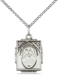 [0804MFSS/18SS] Sterling Silver Saint Maria Faustina Pendant on a 18 inch Sterling Silver Light Curb chain