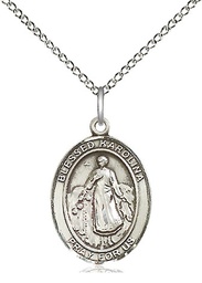 [8283SS/18SS] Sterling Silver Blessed Karolina Kozkowna Pendant on a 18 inch Sterling Silver Light Curb chain