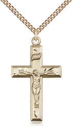 [2186GF/24GF] 14kt Gold Filled Crucifix Pendant on a 24 inch Gold Filled Heavy Curb chain