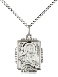 [0804QSS/18SS] Sterling Silver Saint Maria Goretti Pendant on a 18 inch Sterling Silver Light Curb chain