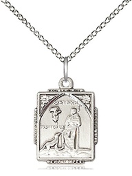 [0804RHSS/18SS] Sterling Silver Saint Roch Pendant on a 18 inch Sterling Silver Light Curb chain