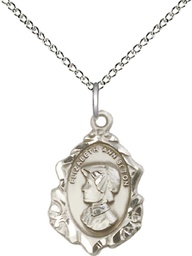 [0813SS/18SS] Sterling Silver Saint Elizabeth Ann Seton Pendant on a 18 inch Sterling Silver Light Curb chain