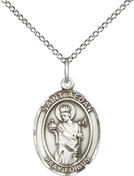 [8293SS/18SS] Sterling Silver Saint Aedan of Ferns Pendant on a 18 inch Sterling Silver Light Curb chain