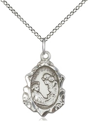 [0822CESS/18SS] Sterling Silver Saint Cecilia Pendant on a 18 inch Sterling Silver Light Curb chain