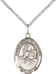 [8297SS/18SS] Sterling Silver Saint Lidwina of Schiedam Pendant on a 18 inch Sterling Silver Light Curb chain
