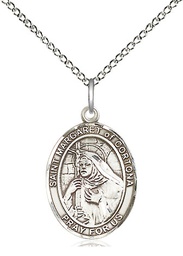 [8301SS/18SS] Sterling Silver Saint Margaret of Cortona Pendant on a 18 inch Sterling Silver Light Curb chain