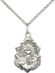 [0822JASS/18SS] Sterling Silver Saint Joan of Arc Pendant on a 18 inch Sterling Silver Light Curb chain