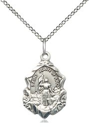 [0822JASS/18SS] Sterling Silver Saint Joan of Arc Pendant on a 18 inch Sterling Silver Light Curb chain