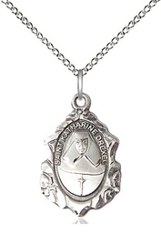 [0822KDSS/18SS] Sterling Silver Saint Katharine Drexel Pendant on a 18 inch Sterling Silver Light Curb chain