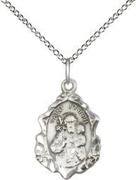 [0822KSS/18SS] Sterling Silver Saint Joseph Pendant on a 18 inch Sterling Silver Light Curb chain