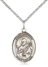 [8307SS/18SS] Sterling Silver Saint Meinrad of Einsideln Pendant on a 18 inch Sterling Silver Light Curb chain
