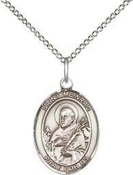 [8307SS/18SS] Sterling Silver Saint Meinrad of Einsideln Pendant on a 18 inch Sterling Silver Light Curb chain