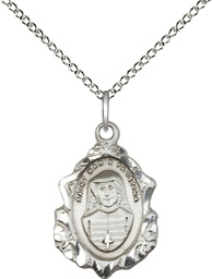 [0822MFSS/18SS] Sterling Silver Maria Faustina Pendant on a 18 inch Sterling Silver Light Curb chain