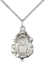 [0822MFSS/18SS] Sterling Silver Maria Faustina Pendant on a 18 inch Sterling Silver Light Curb chain