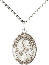 [8308SS/18SS] Sterling Silver Saint Finnian of Clonard Pendant on a 18 inch Sterling Silver Light Curb chain