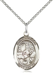 [8309SS/18SS] Sterling Silver Saint Rosalia Pendant on a 18 inch Sterling Silver Light Curb chain